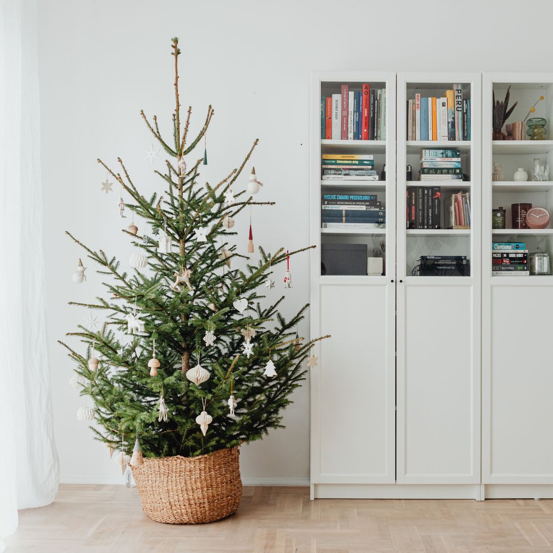 Weihnachten mit Kindern: Weihnachtsbaum im Wohnzimmer.