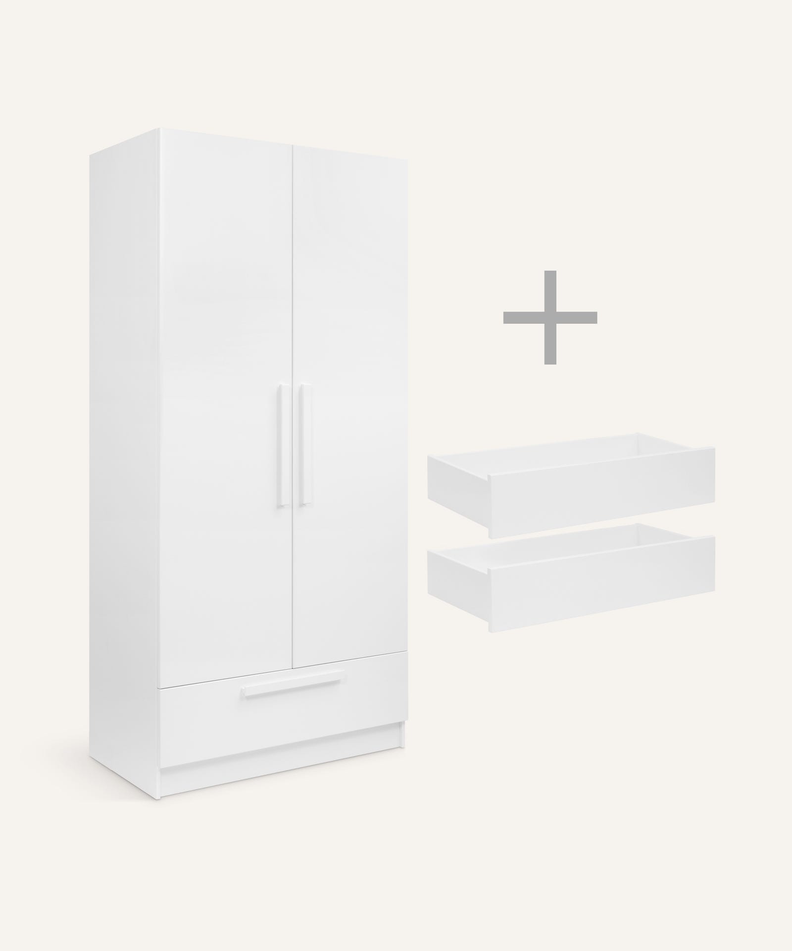 Kleiderschrank Linia mit Schublade | Kiefer Weiß | 100 cm