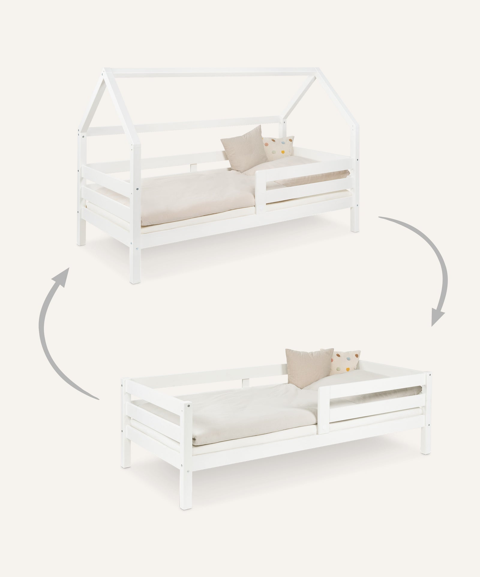 2in1 Kinder-und Hausbett Sona Umbau-Set Bundle Weiß.