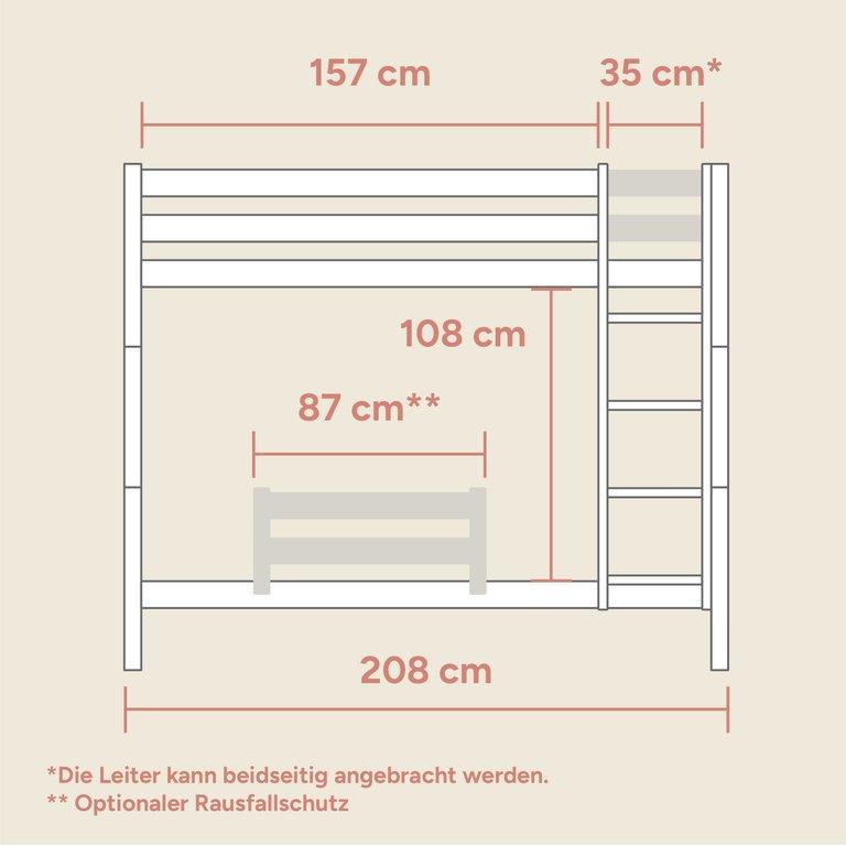 Stockbett | Transparent Lackiert | 173 cm