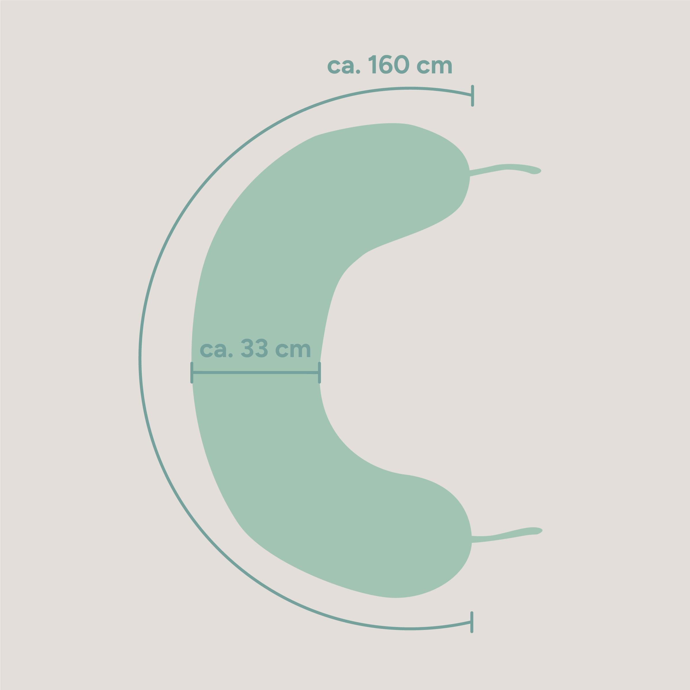 Stillkissen | Musselin Hellgrau | 160 cm | Faserbällchen