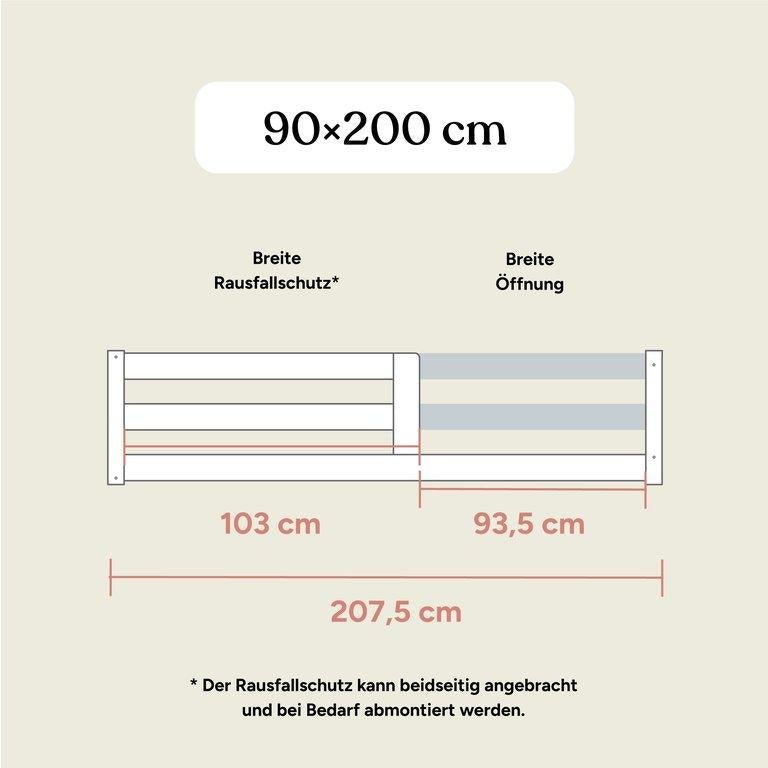 Bodenbett Sona | 90x200 cm | Kiefer Weiß