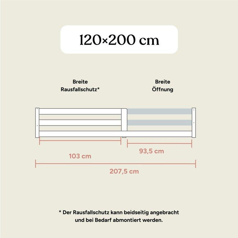 Bodenbett Sona | 120x200 cm | Kiefer Natur