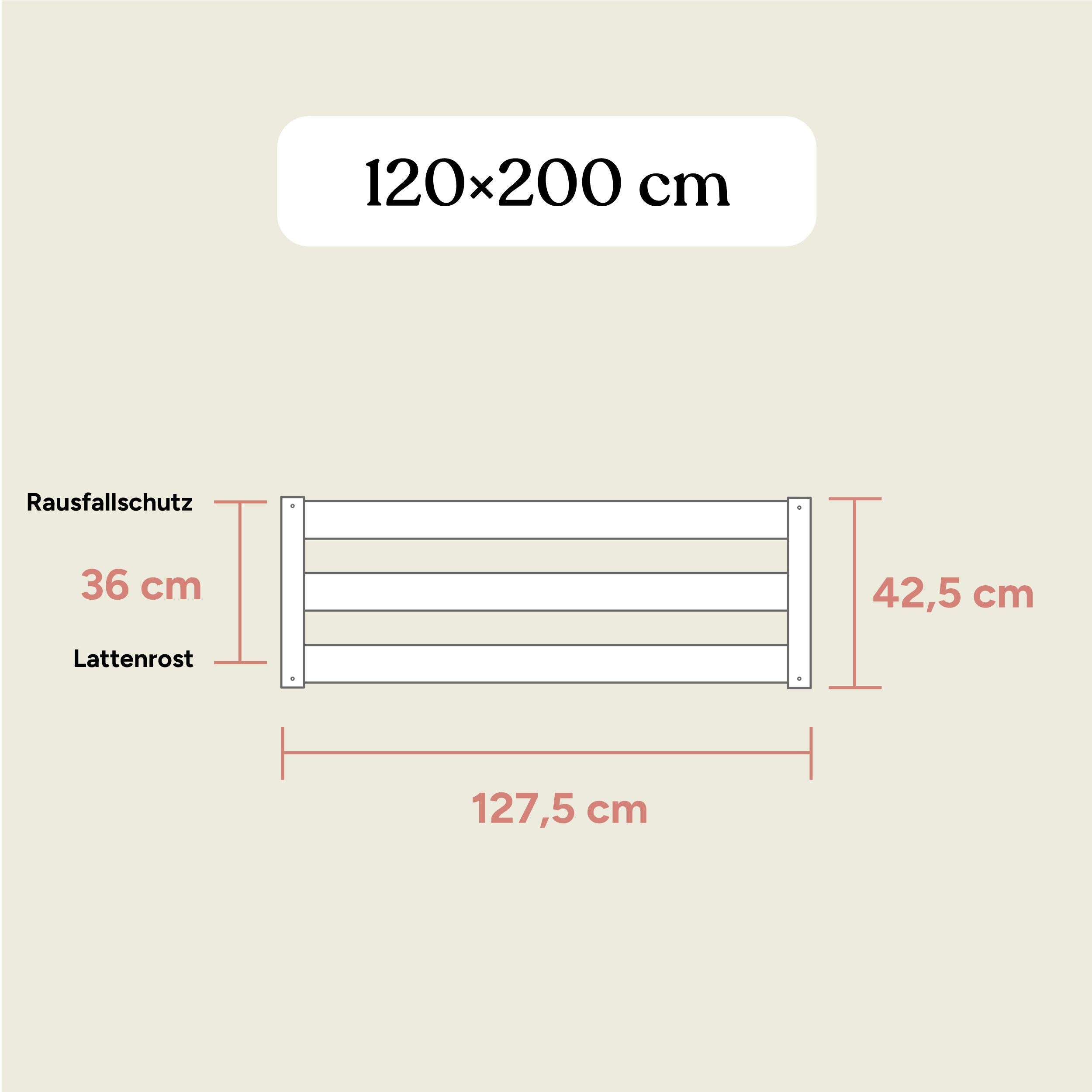 Bodenbett Sona | 120x200 cm | Kiefer Weiß