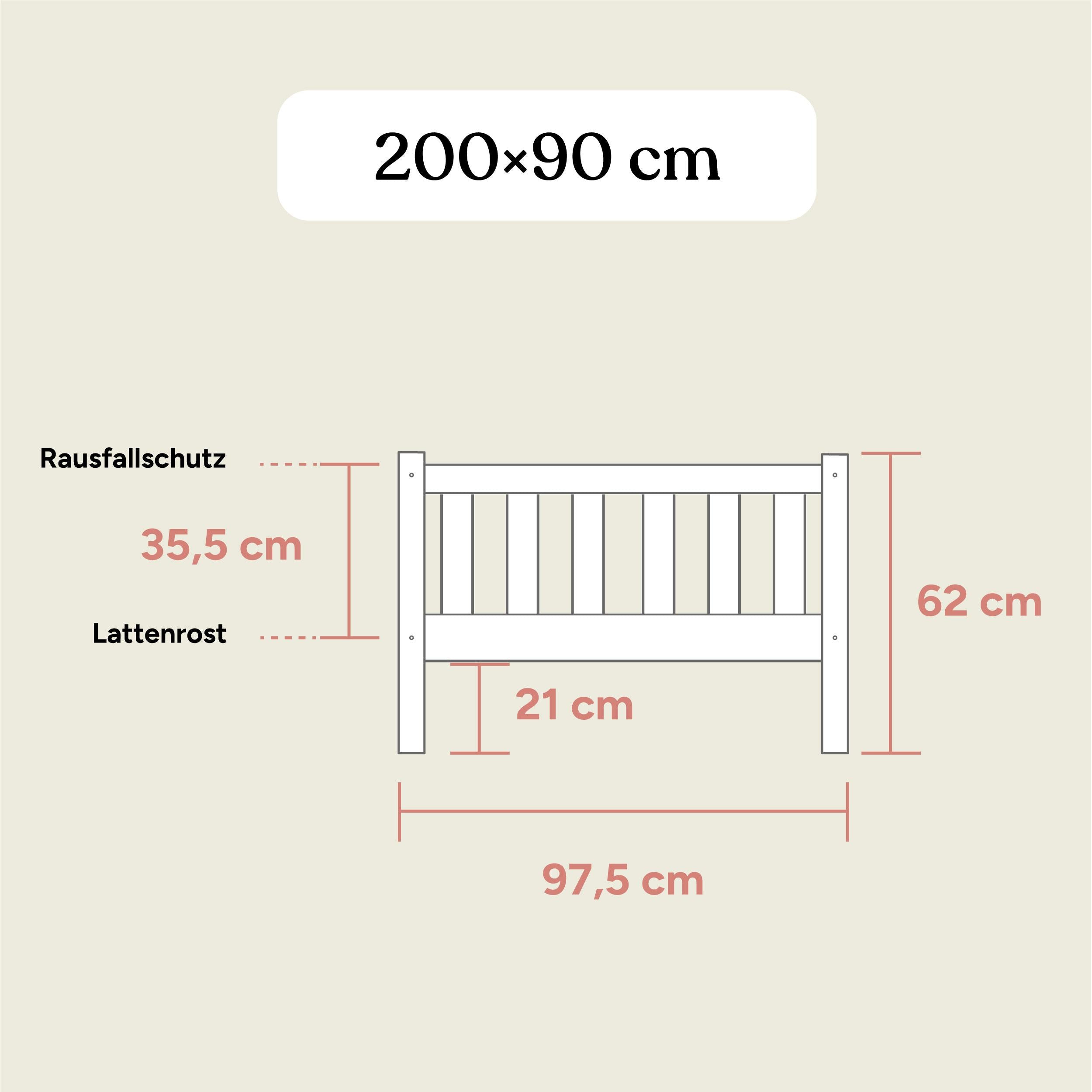 Kinderbett Lille | 90x200 cm | Kiefer Natur