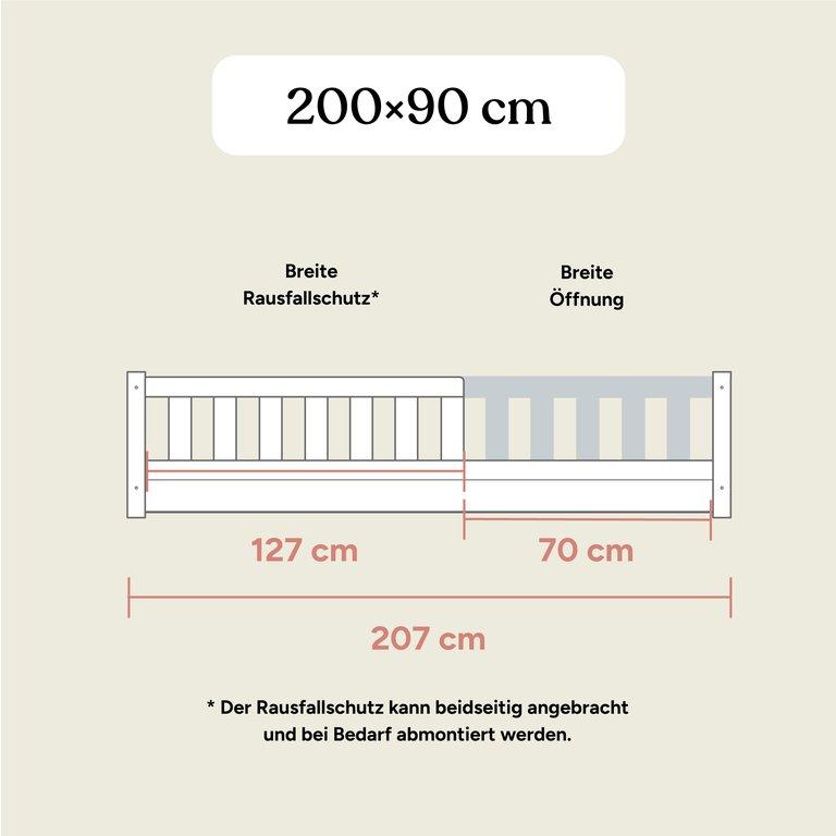 Bodenbett Lille | 90x200 cm | Kiefer Natur