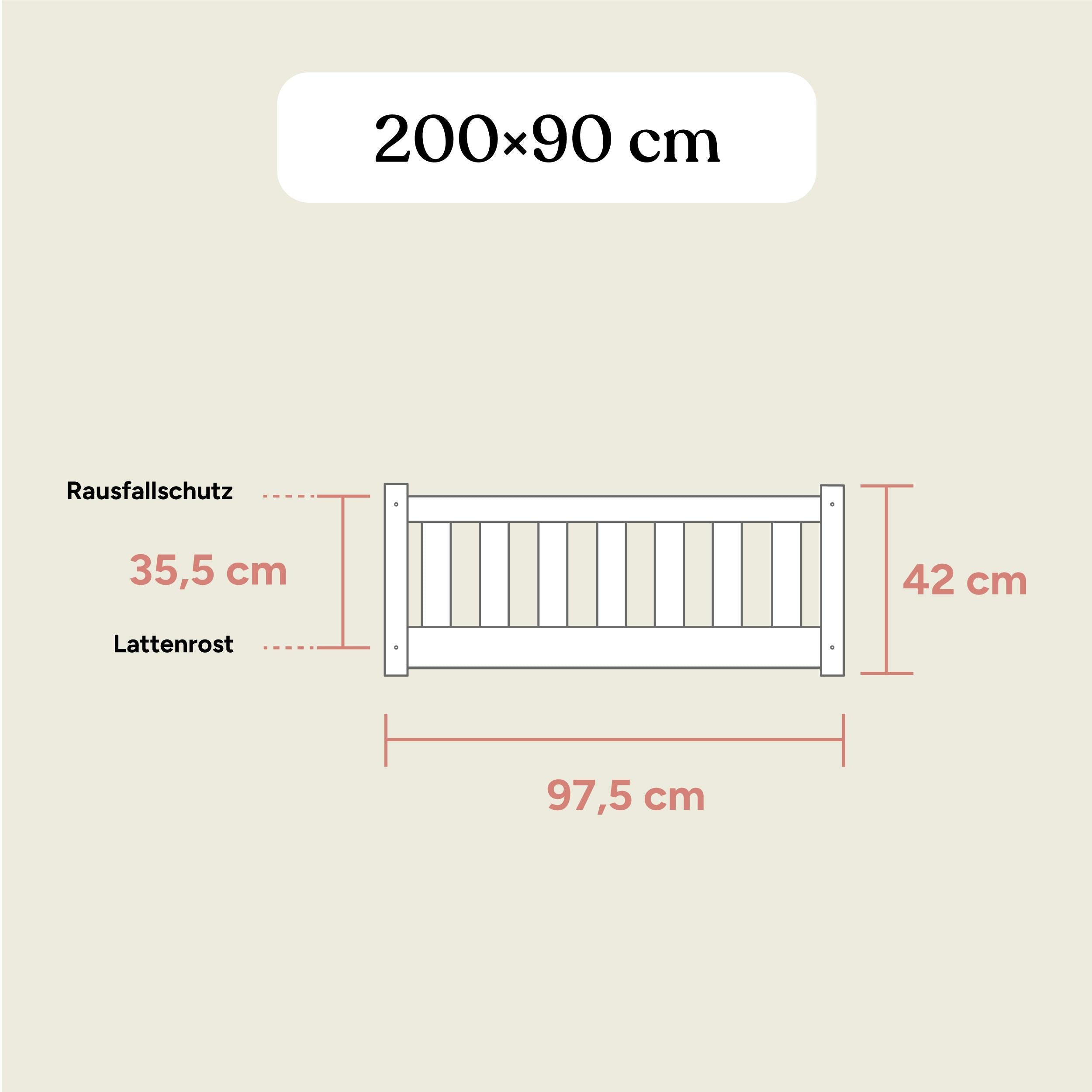 Bodenbett Lille | 90x200 cm | Kiefer Weiß