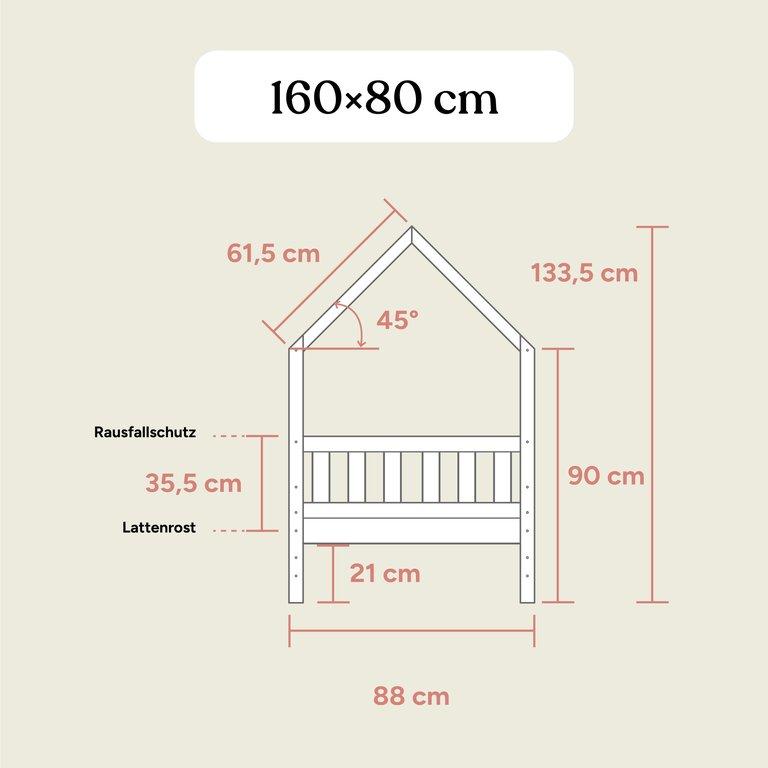 Hausbett Lille | 80x160 cm | Kiefer Natur