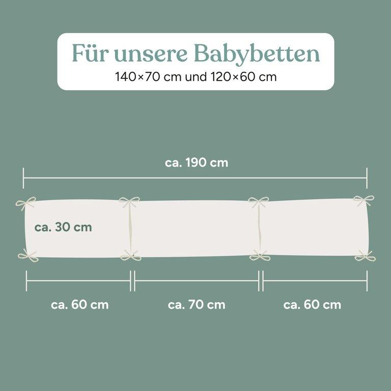 Bettumrandung | Babybett | 190x30 cm | Hellgrau