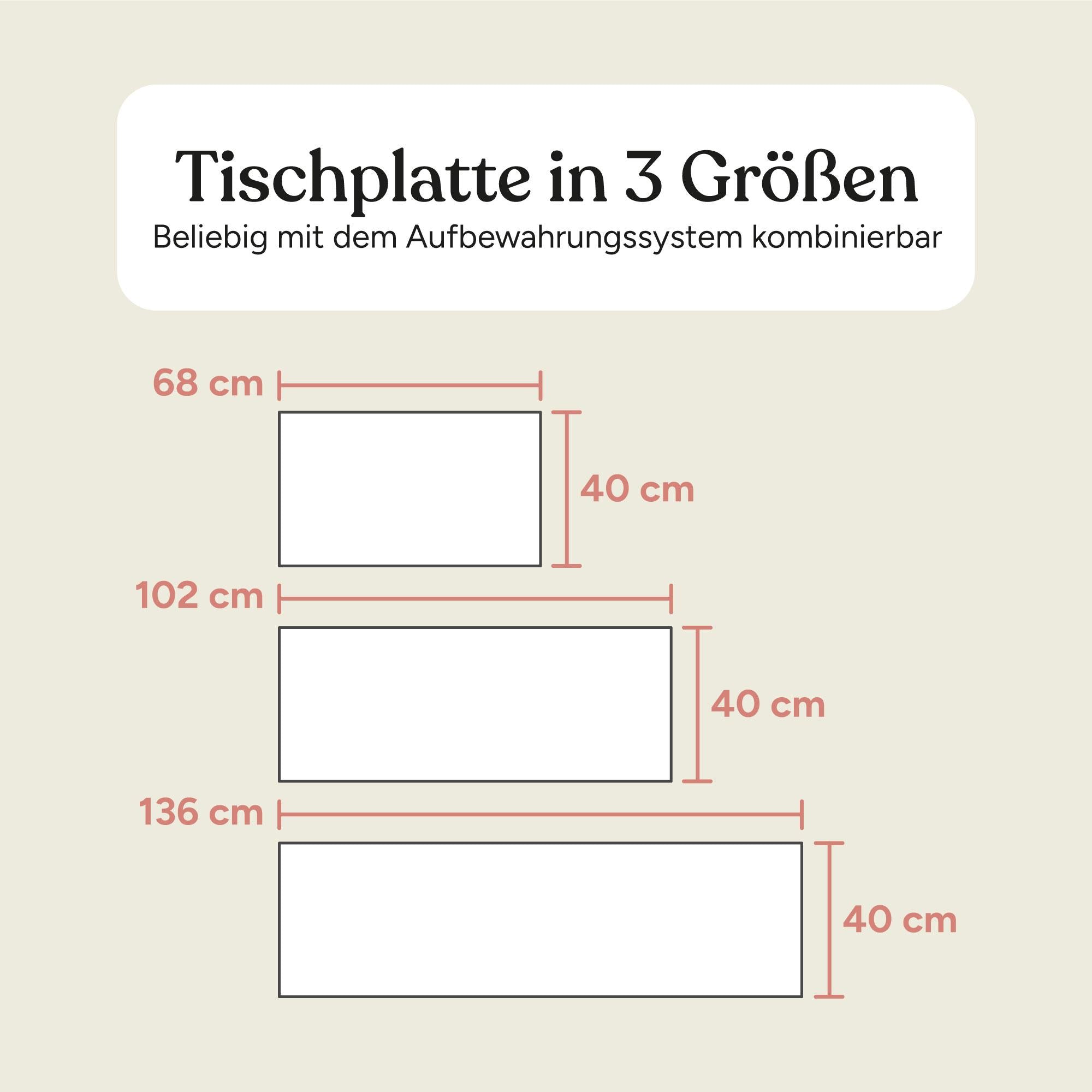Tischplatte Aufbewahrungssystem | Kiefer Natur | 136 cm