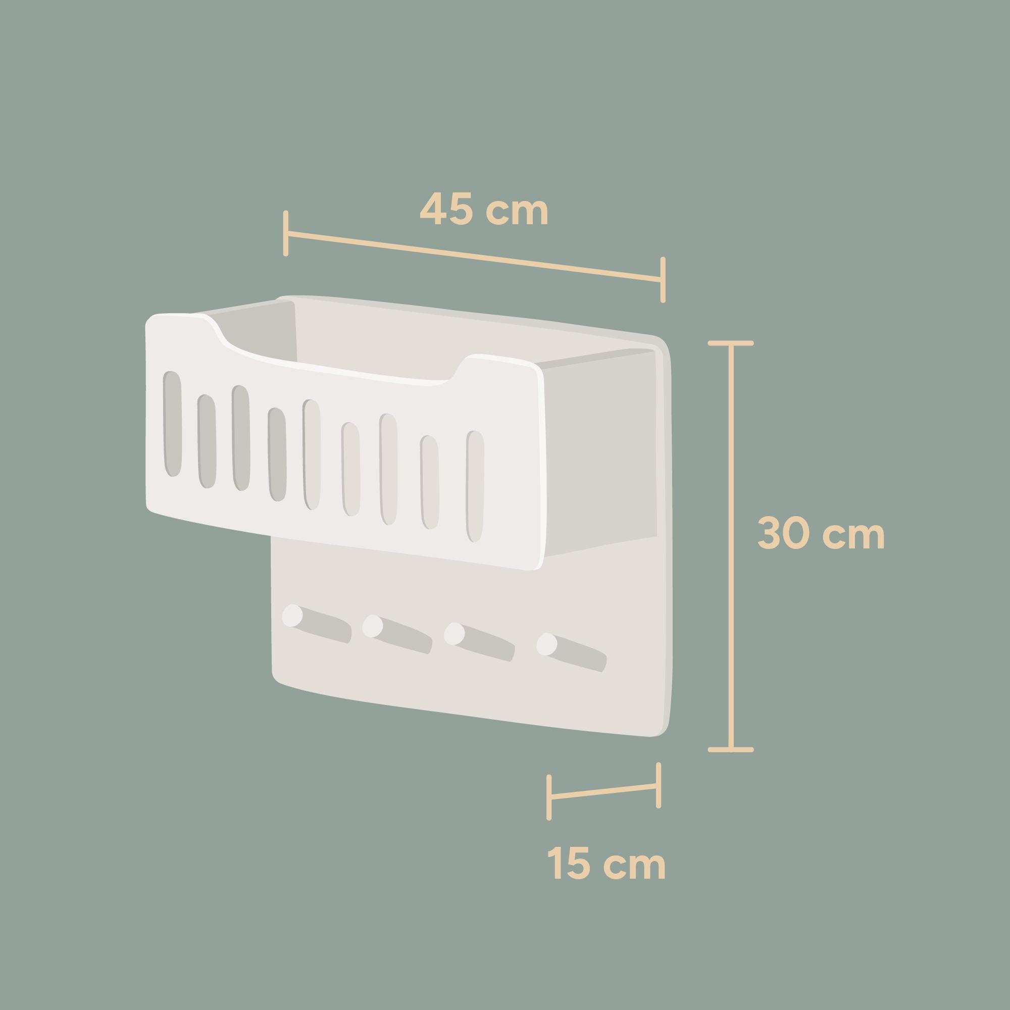 Kindergarderobe | 45 cm | Mit Sichtfenster | Birkenschichtholz (Weiß Lackiert)