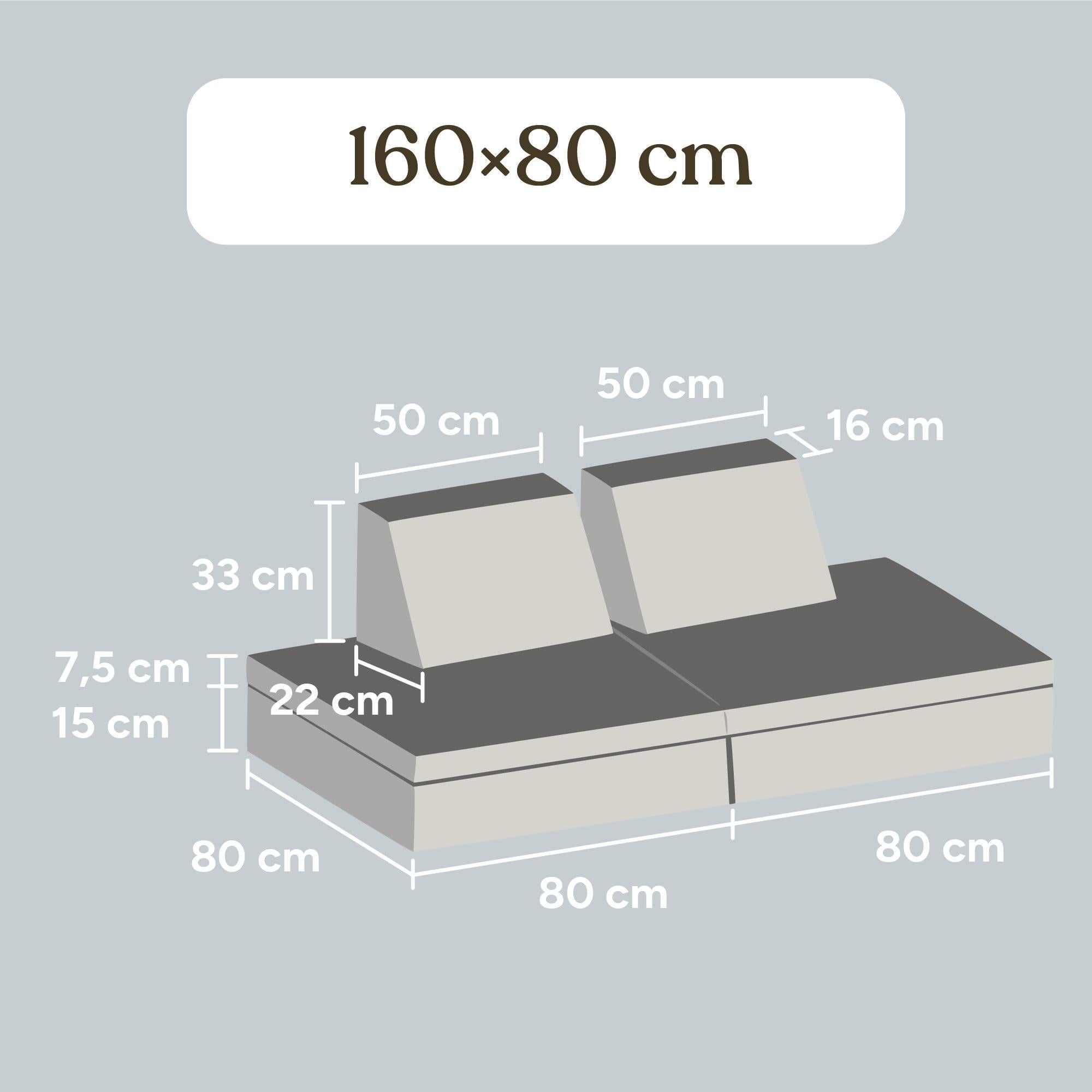 Spielsofa 2in1 | Web Hellgrau | 160 cm