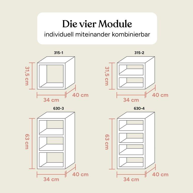 Aufbewahrungssystem mit Boxen | Kiefer Natur | 31.5 cm | 1 Fach