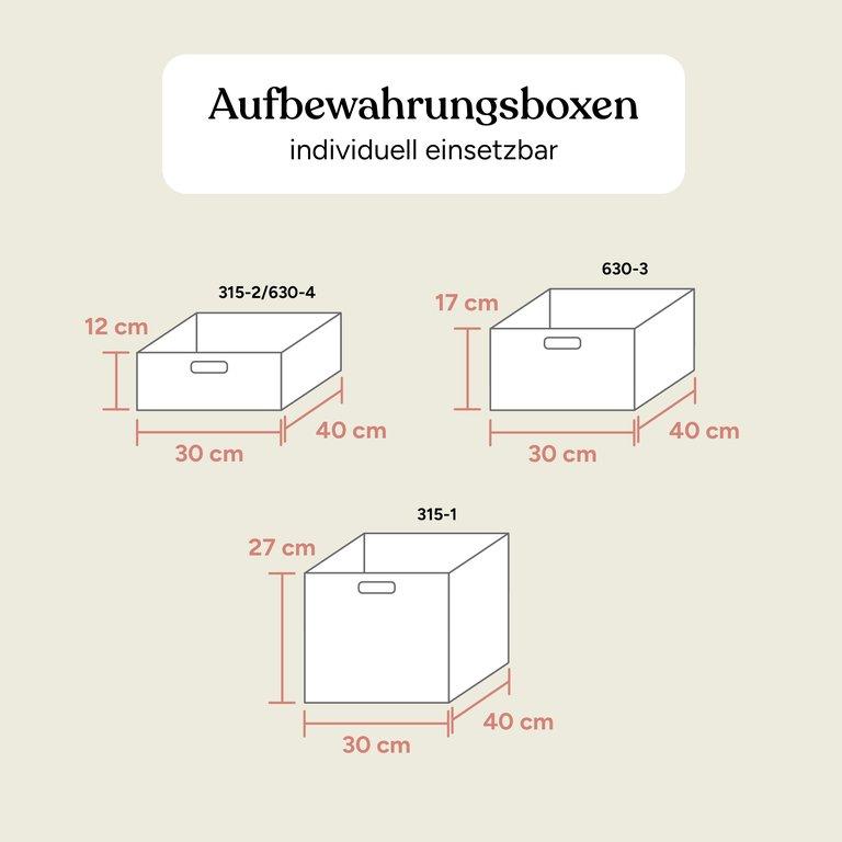 Aufbewahrungssystem mit Boxen | Kiefer Natur | 31.5 cm | 2 Fächer