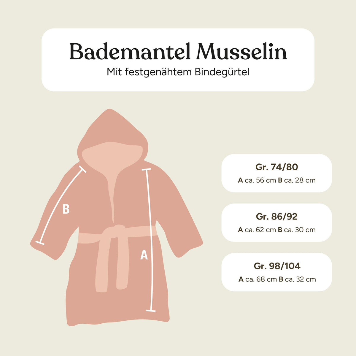 Bademantel Musselin | Jeansblau | 86/92