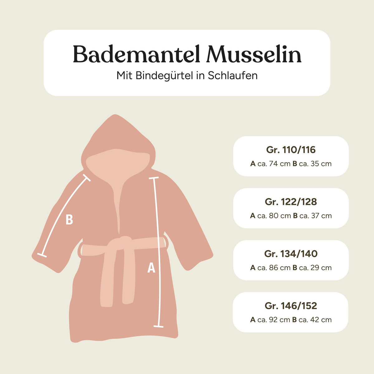 Bademantel Musselin | Rosé | 86/92