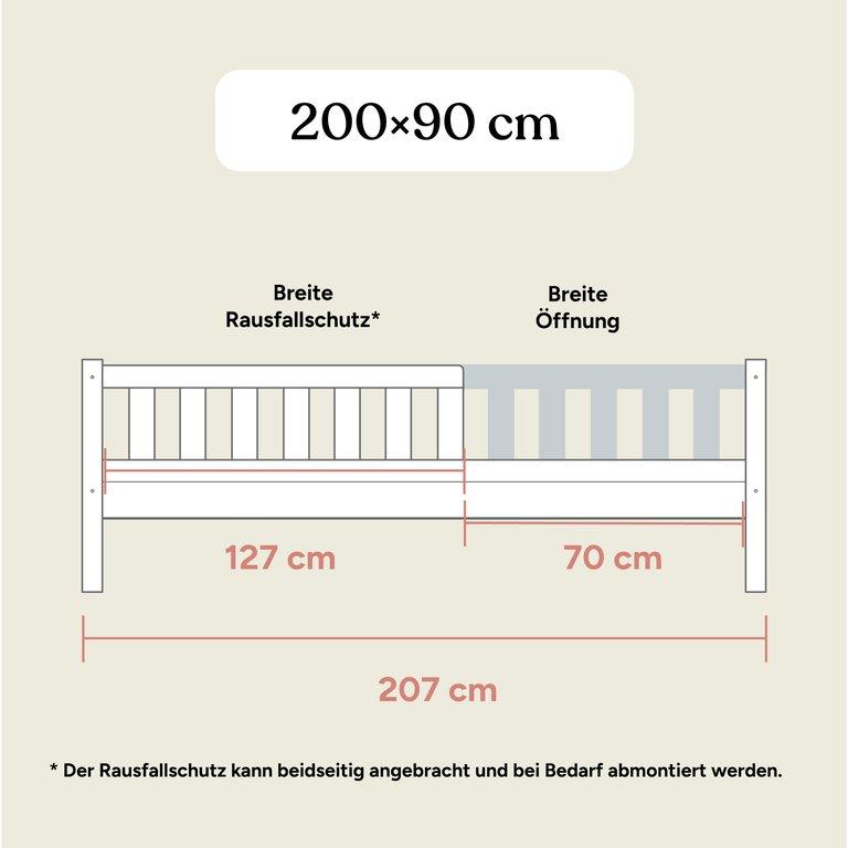 Kinderbett Lille | 90x200 cm | Kiefer Hellgrau