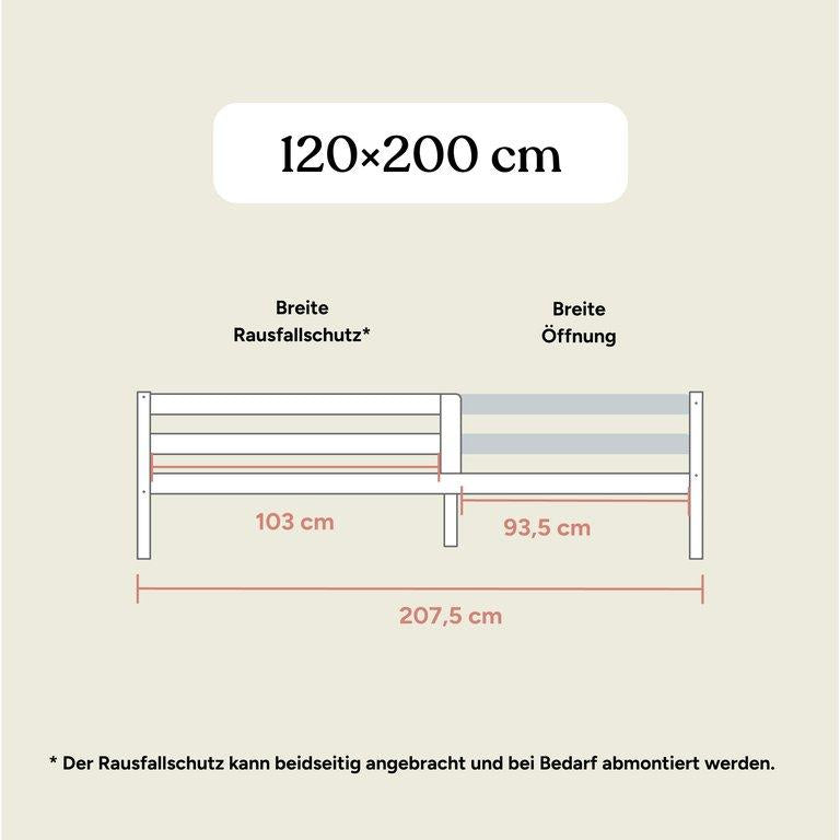 Kinderbett Sona | 120x200 cm | Kiefer Grau