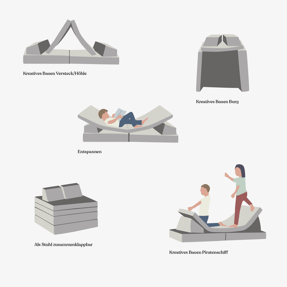 Spielsofa 2in1 | Web Petrol | 160 cm