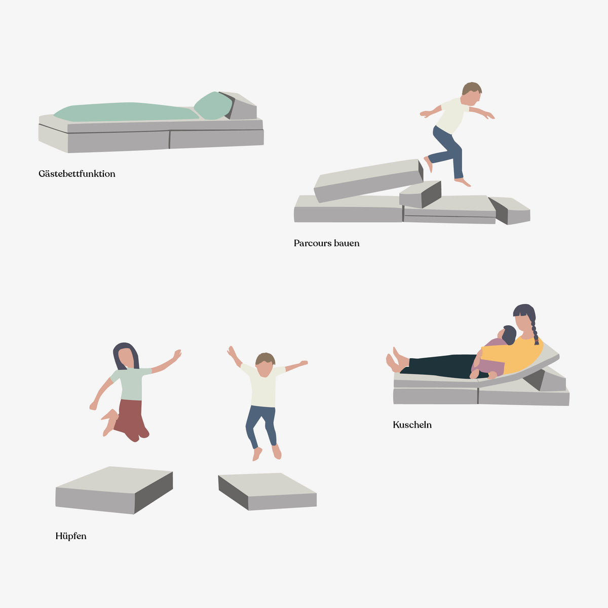 Spielsofa 2in1 | Web Altrosa | 160 cm