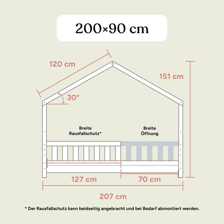 Panorama Hausbett Lille mit 2 Schubladen | 90x200 cm | Kiefer Weiß