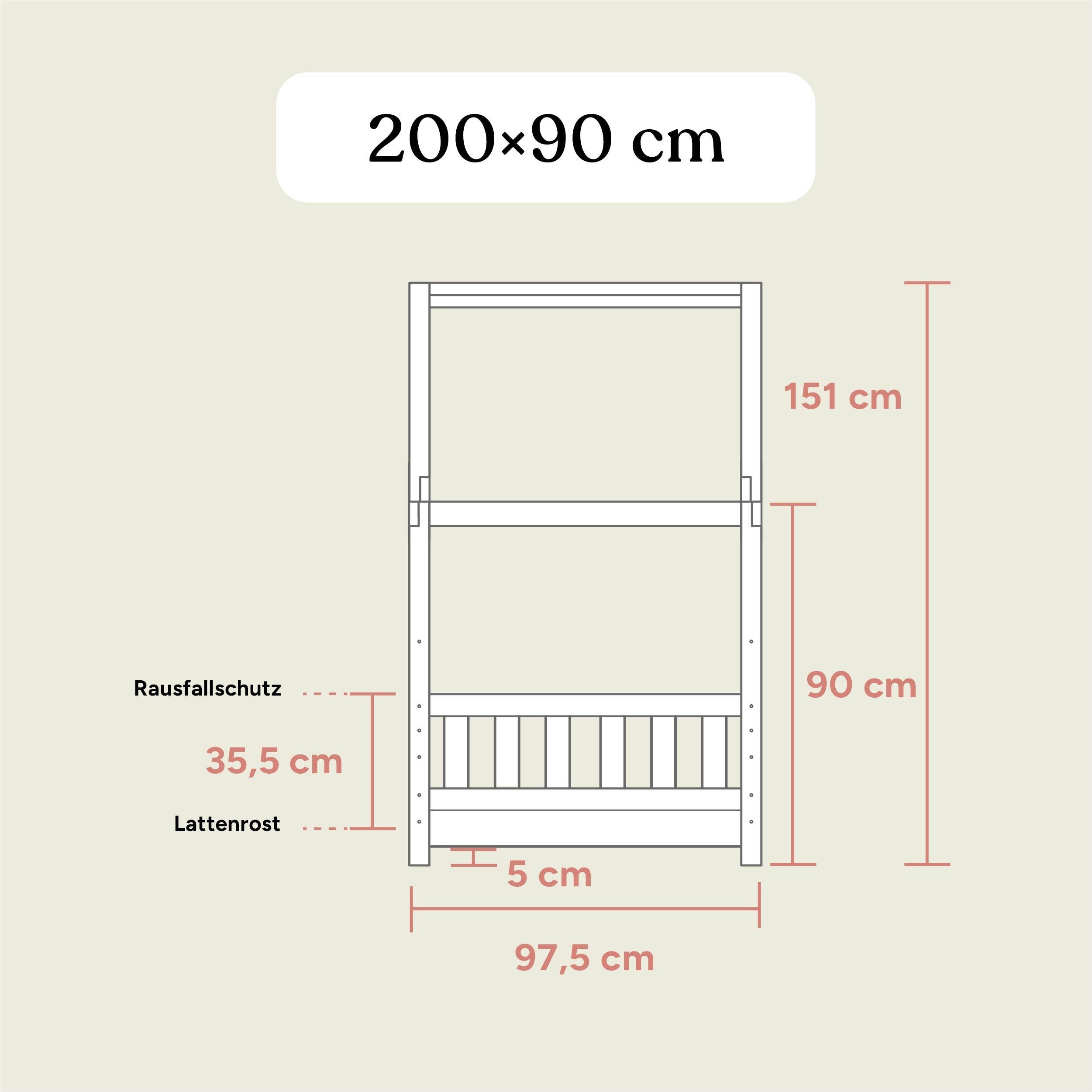 Panorama Hausbett Lille | 90x200 cm | Kiefer Weiß