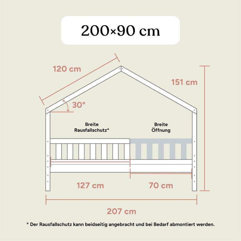 Panorama Hausbett Lille | 90x200 cm | Kiefer Natur