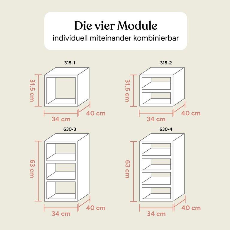 Aufbewahrungssystem | Buche Natur | 63 cm | 4 Fächer
