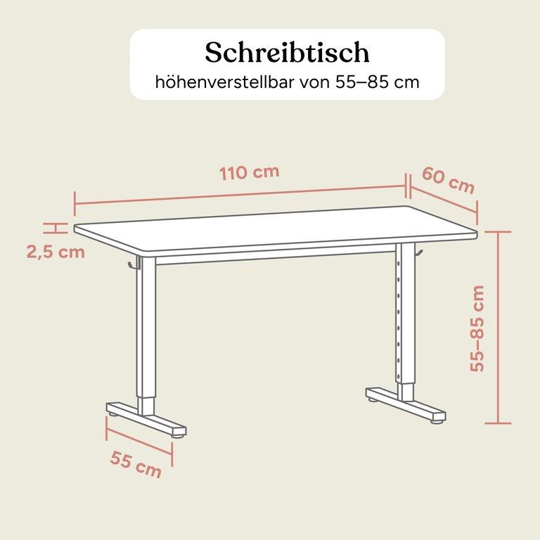 Schreibtisch Jade | Tischplatte Eiche Transparent