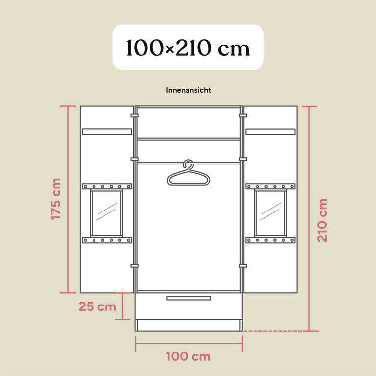 Kleiderschrank Linia | Kiefer Natur | Mit Schublade