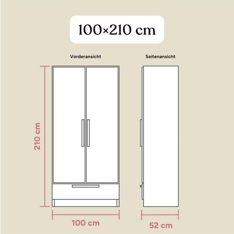 Kleiderschrank Linia | Kiefer Natur | Mit Schublade