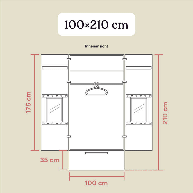 Kleiderschrank Linia | Kiefer Natur | Mit Rollschublade