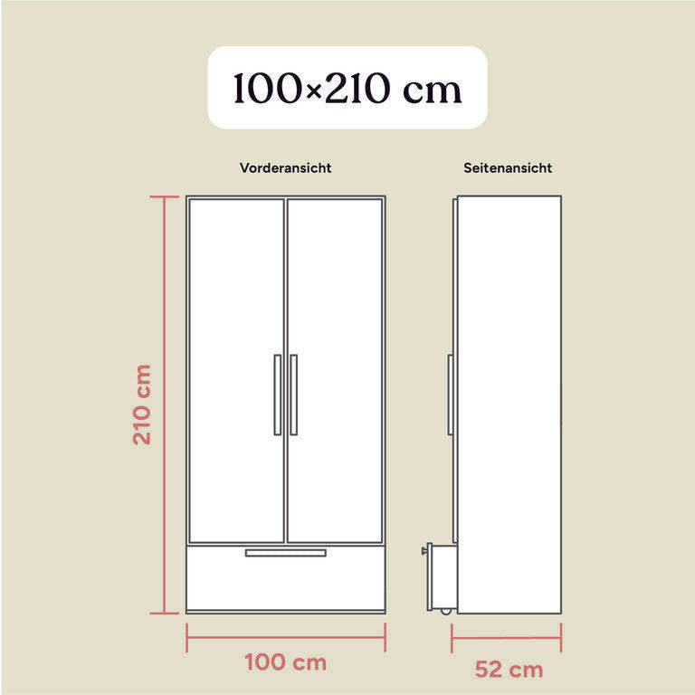 Kleiderschrank Linia | Kiefer Natur | Mit Rollschublade