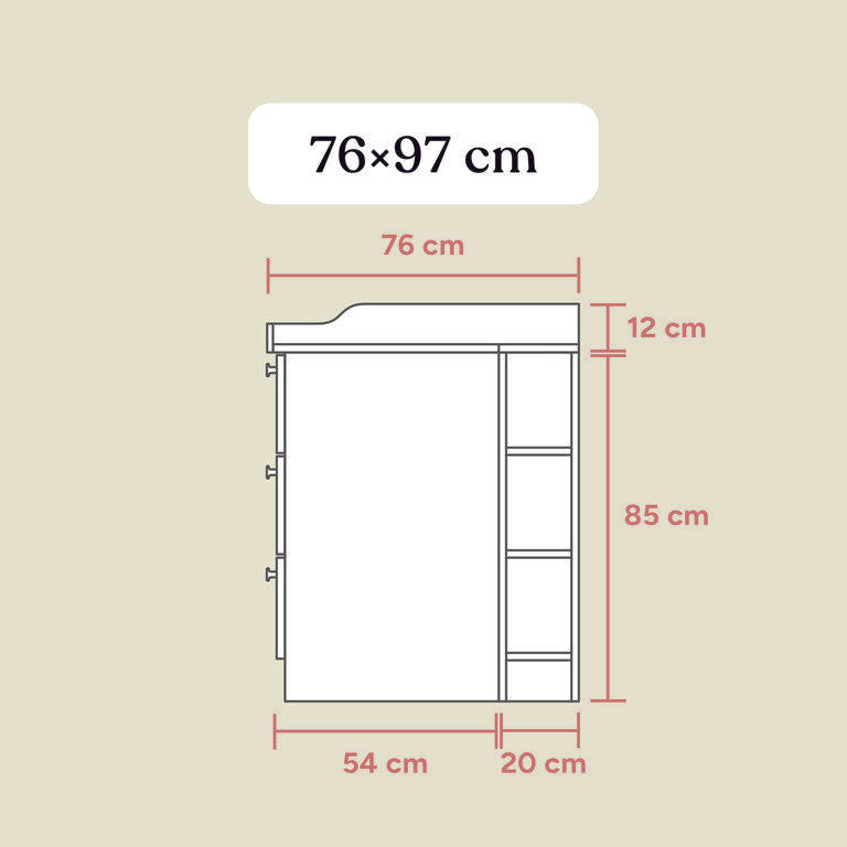 Wickelkommode Linia | Kiefer Natur | Mit 3 Schubladen