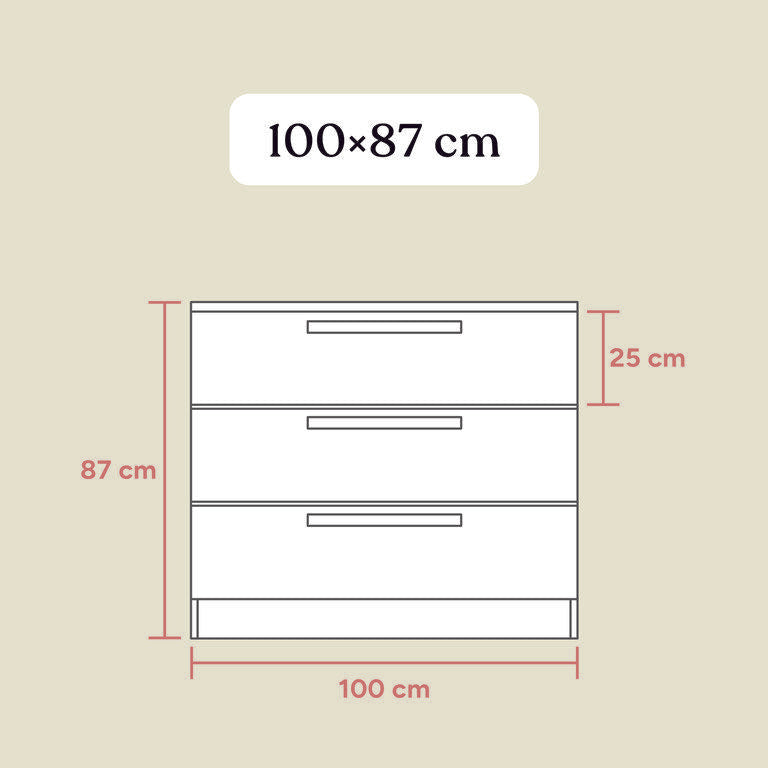 Kommode Linia | Kiefer Weiß | Mit 3 Schubladen