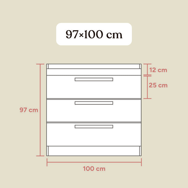 Wickelkommode Linia | Kiefer Weiß | Mit 3 Schubladen