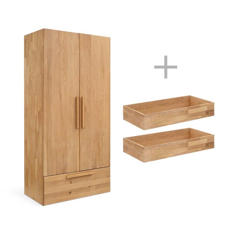 Kleiderschrank mit Rollschublade + 2 Innenschubladen