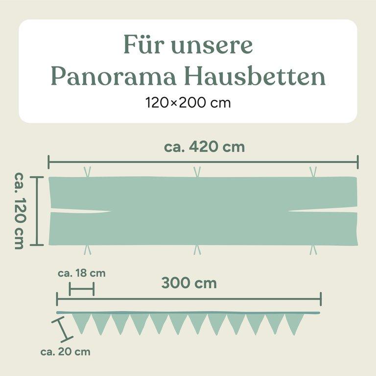 Betthimmel-Set für Panorama Hausbett | Jade | 120x420 cm