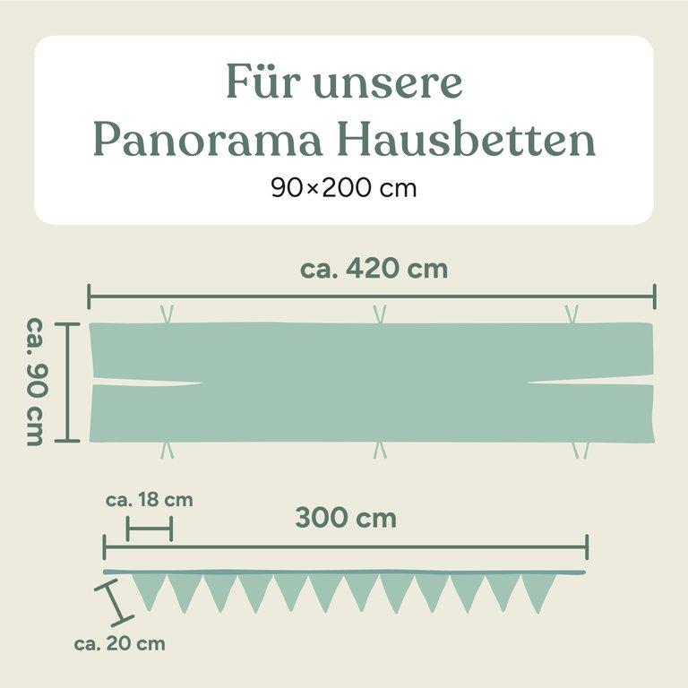 Betthimmel-Set für Panorama Hausbett | Jade | 120x420 cm