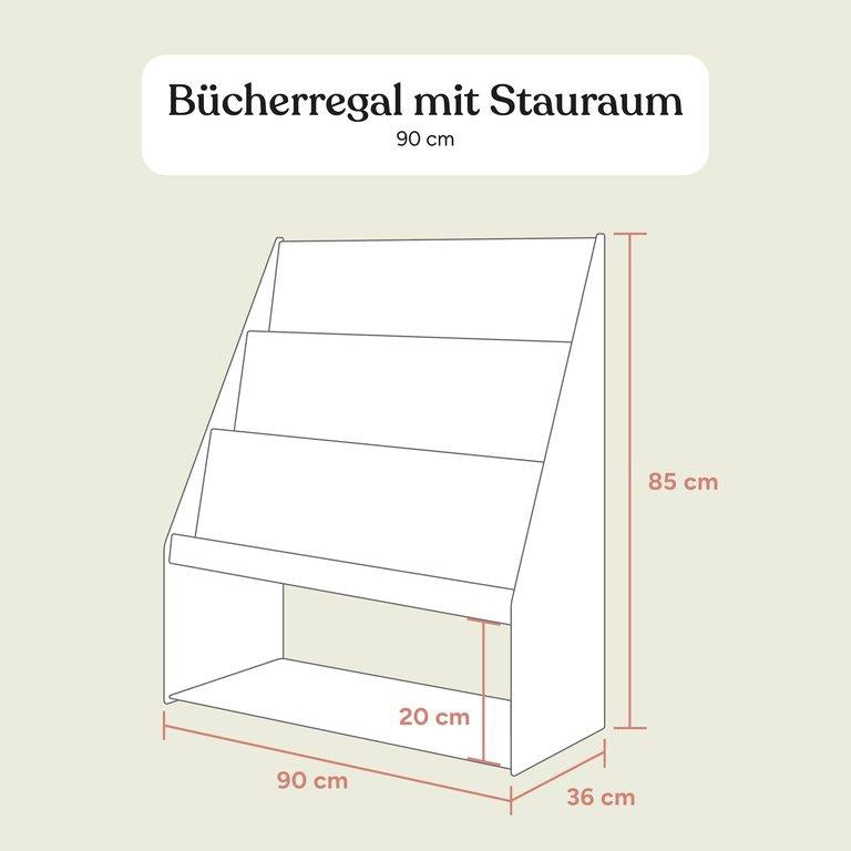 Bücherregal mit Stauraum | Kiefer Weiß | 90 cm