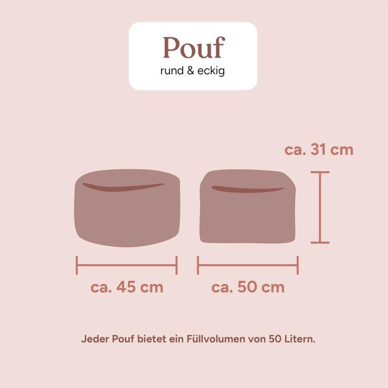 Sitzsack Pouf eckig | Cord Natur | 50x50x31 cm
