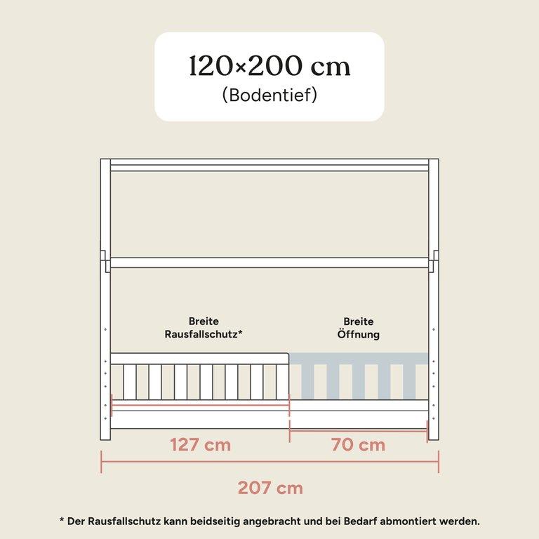 Hausbett Lille | 120x200 cm | Kiefer Hellgrau