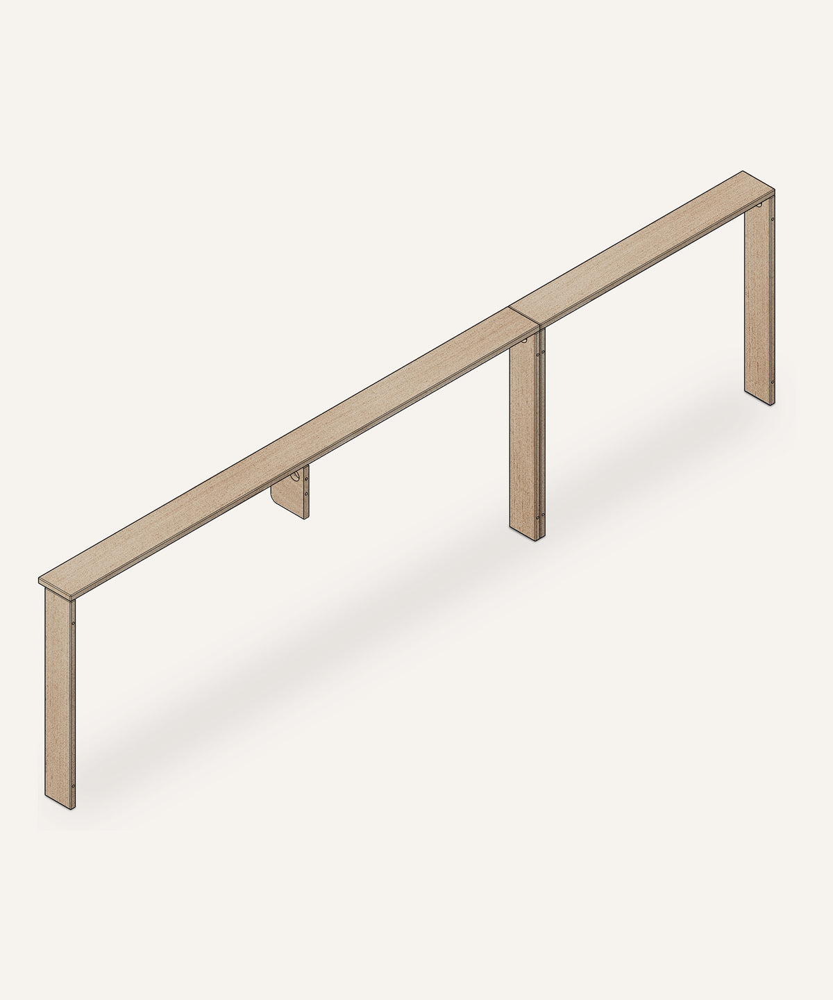 Ablage Esche für Bett 270x200 cm (180/90)