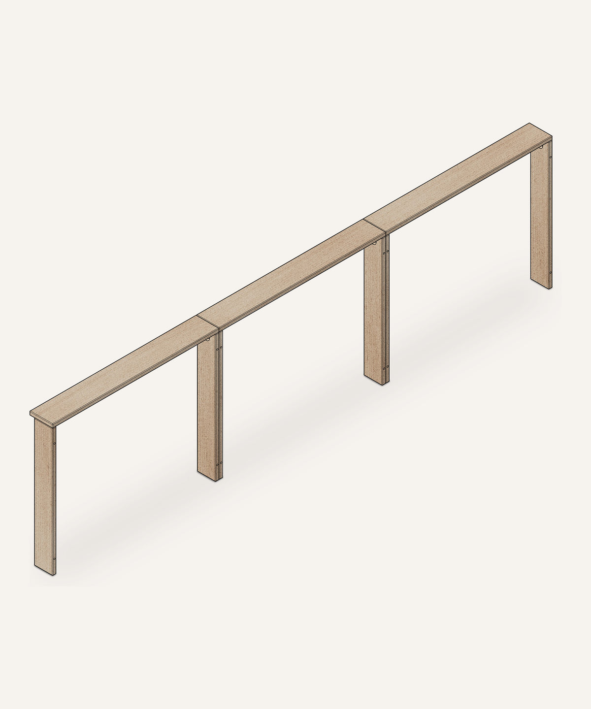 Ablage Esche für Bett 270x200 cm (90/90/90)