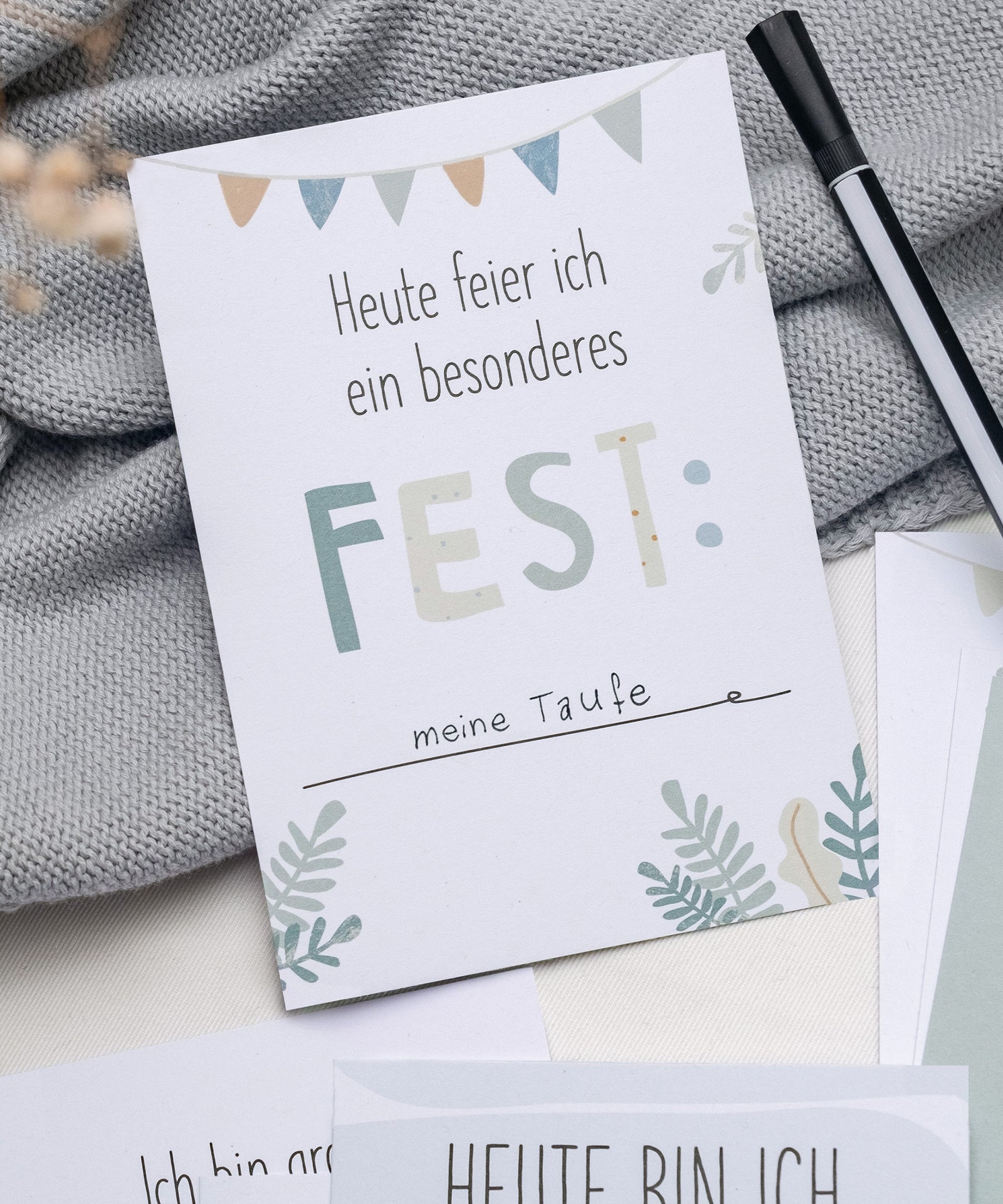 Meilensteinkarte mit Text "Heute feier ich ein besonderes Fest"