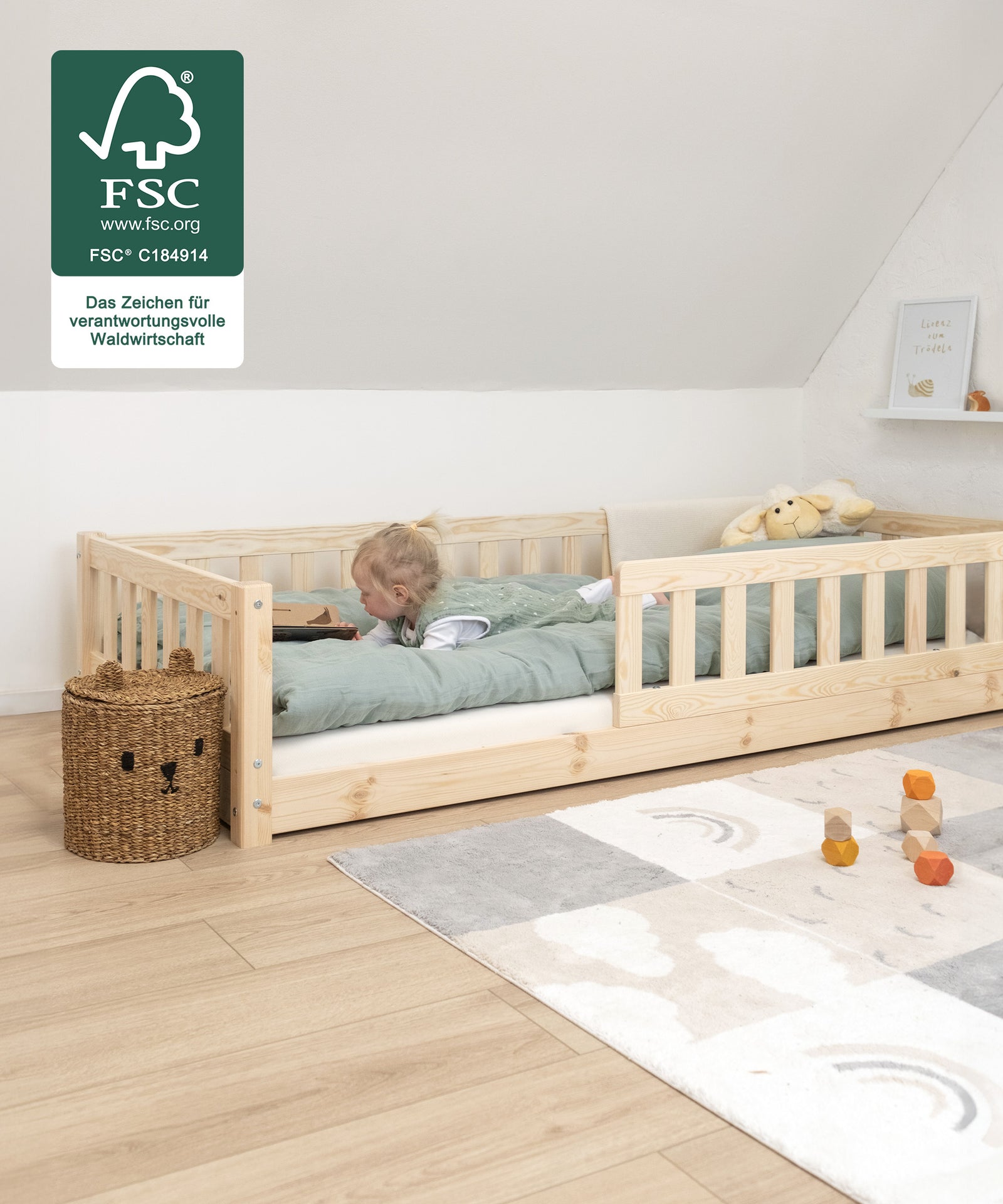 Bodenbett Kiefer Natur FSC