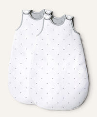 2er Bundle Ehrenkind Baby-ganzjahresschlafsack rund in Weiß mit graue Sterne.