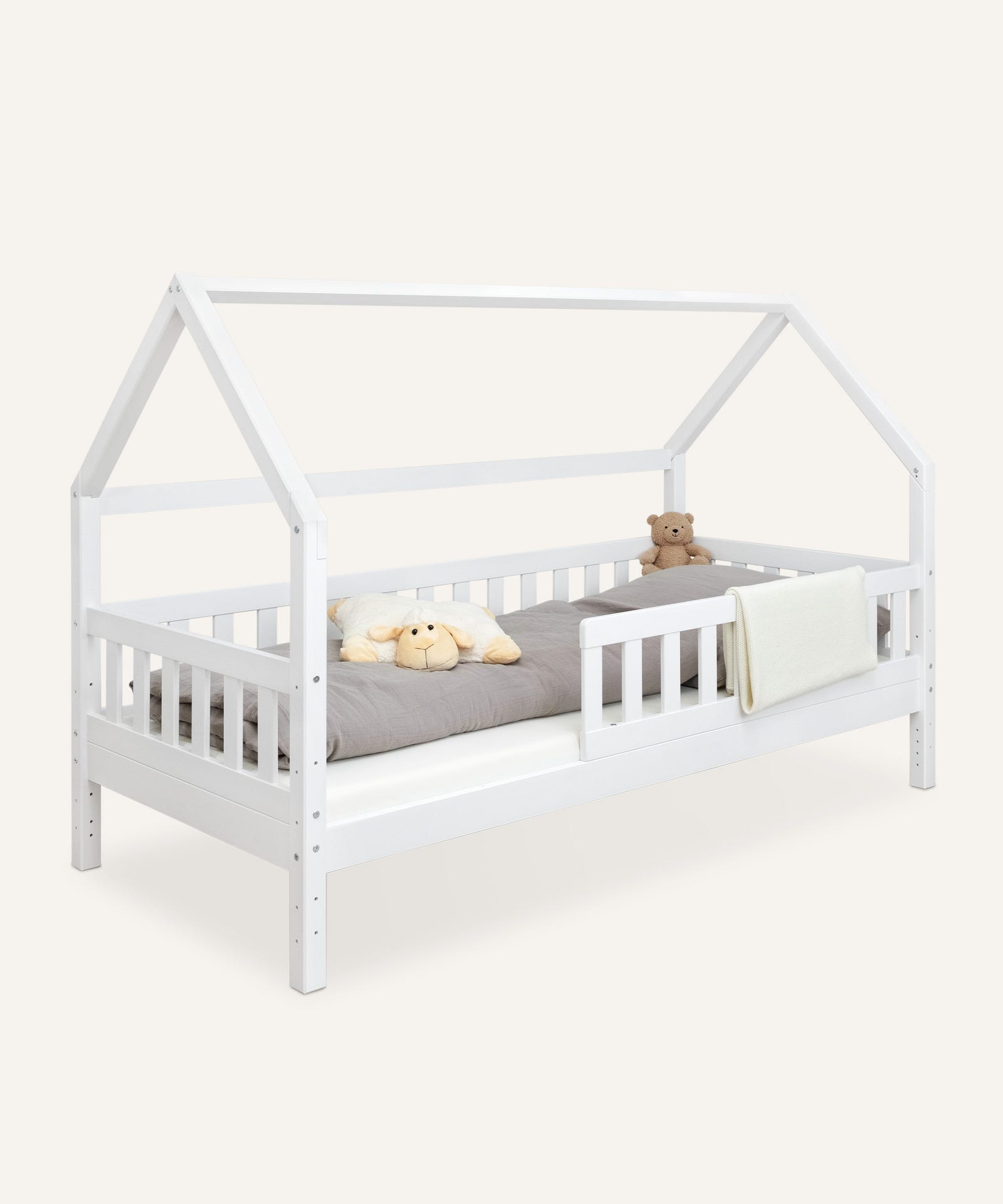 Ehrenkind Hausbett Kiefer weiß.