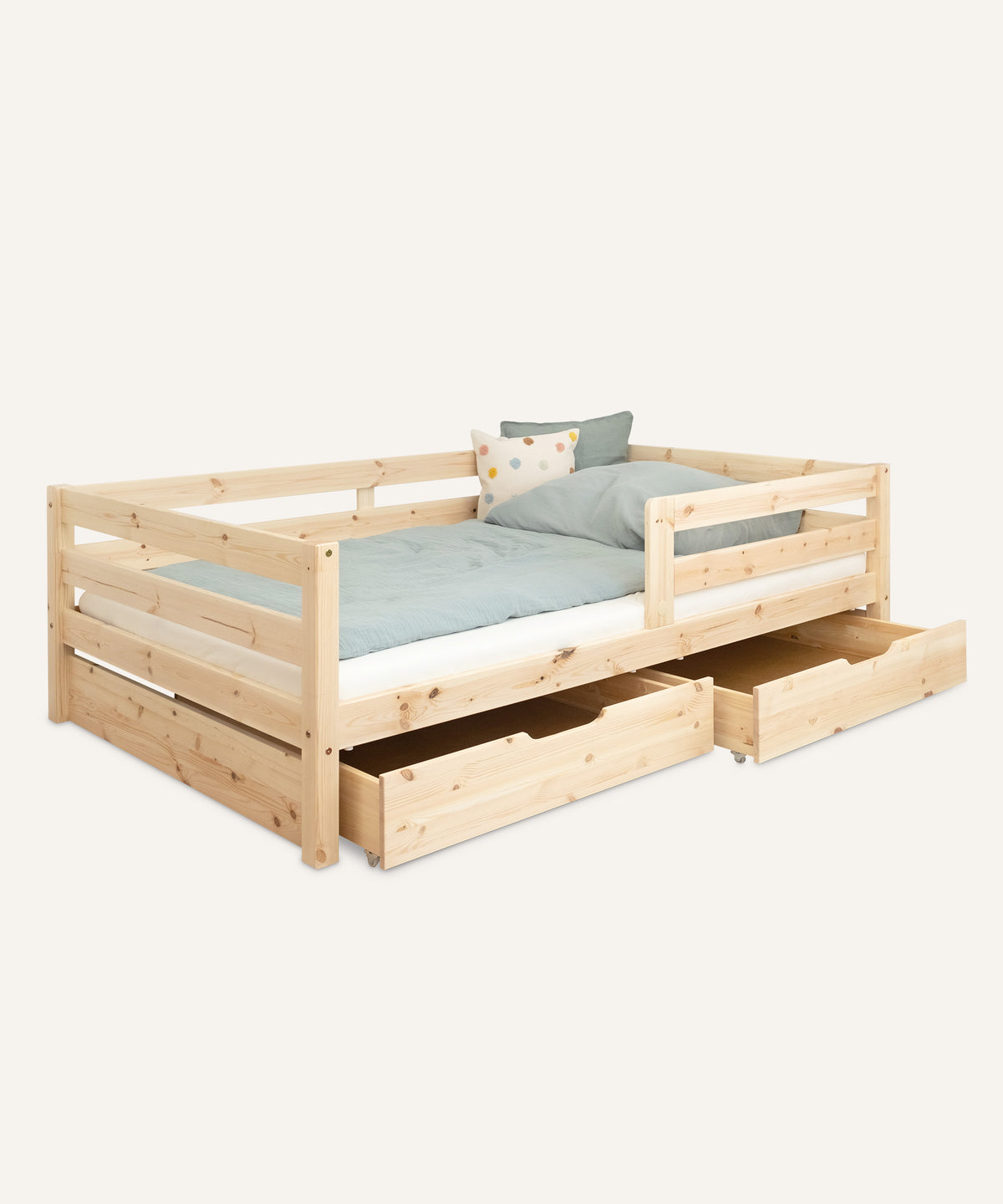 Ehrenkind Kinderbett Kiefer K3 Natur 120x200 mit Doppelschublade.