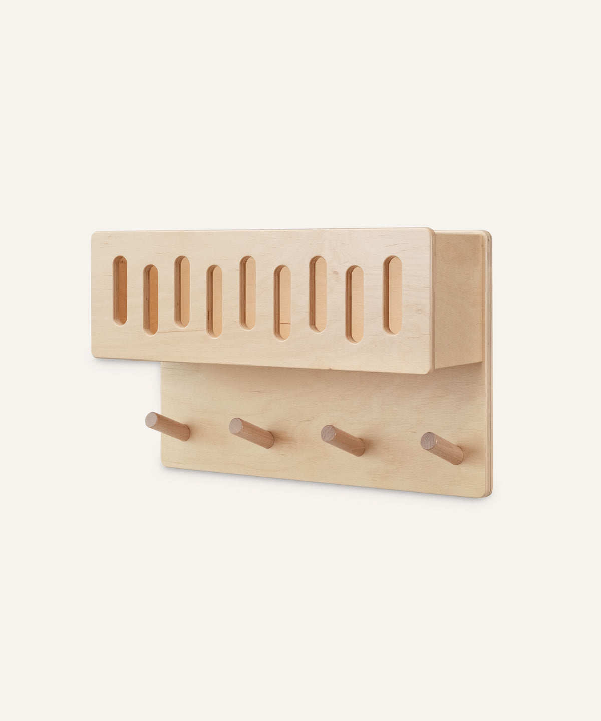 Ehrenkind Kindergarderobe kompakt mit Sichtfenstern transparent lackiert.